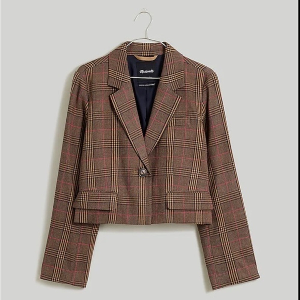 NWT Madewell The Sutter Crop Blazer in Plaid